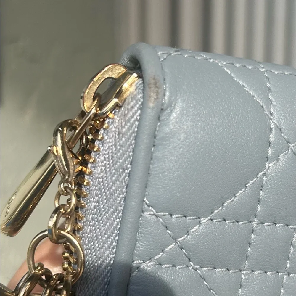 Lady Dior Voyageur Wallet Cloud Blue Cannage Lambskin
